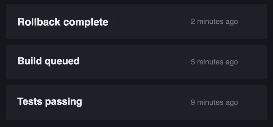 A status line in an app, after